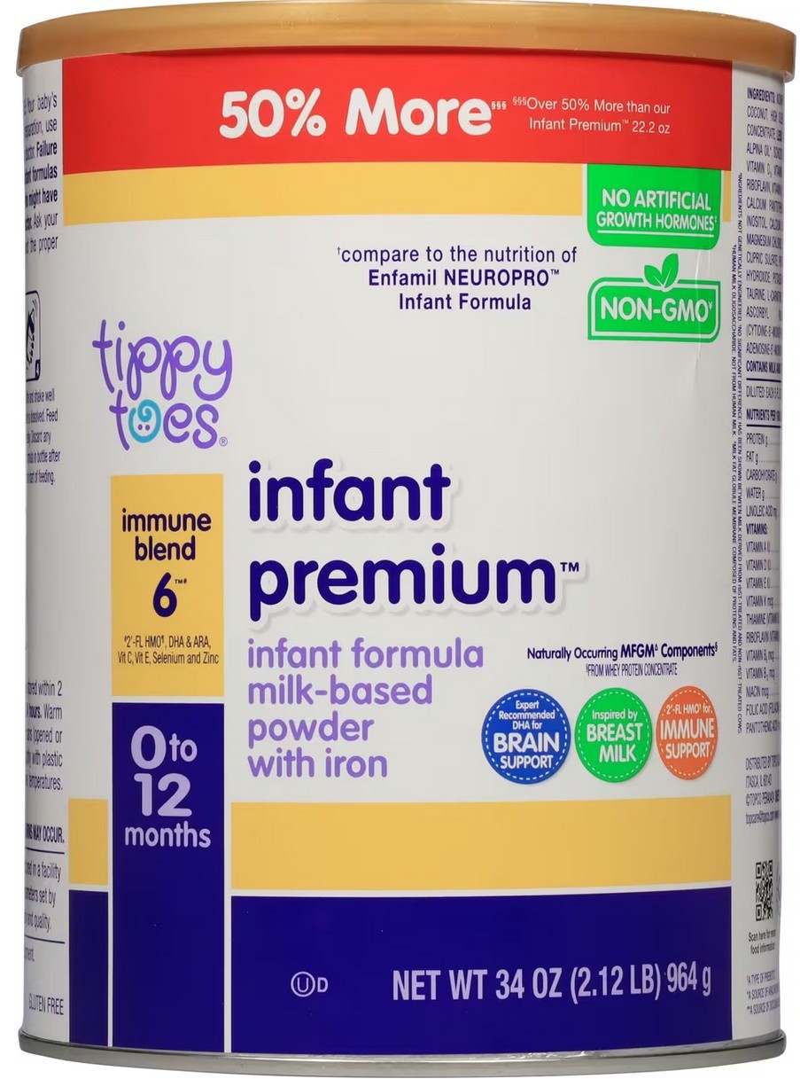Tippy Toes Infant Premium Milk-Based w/ Iron Powder 0-12 Months, 34 oz
