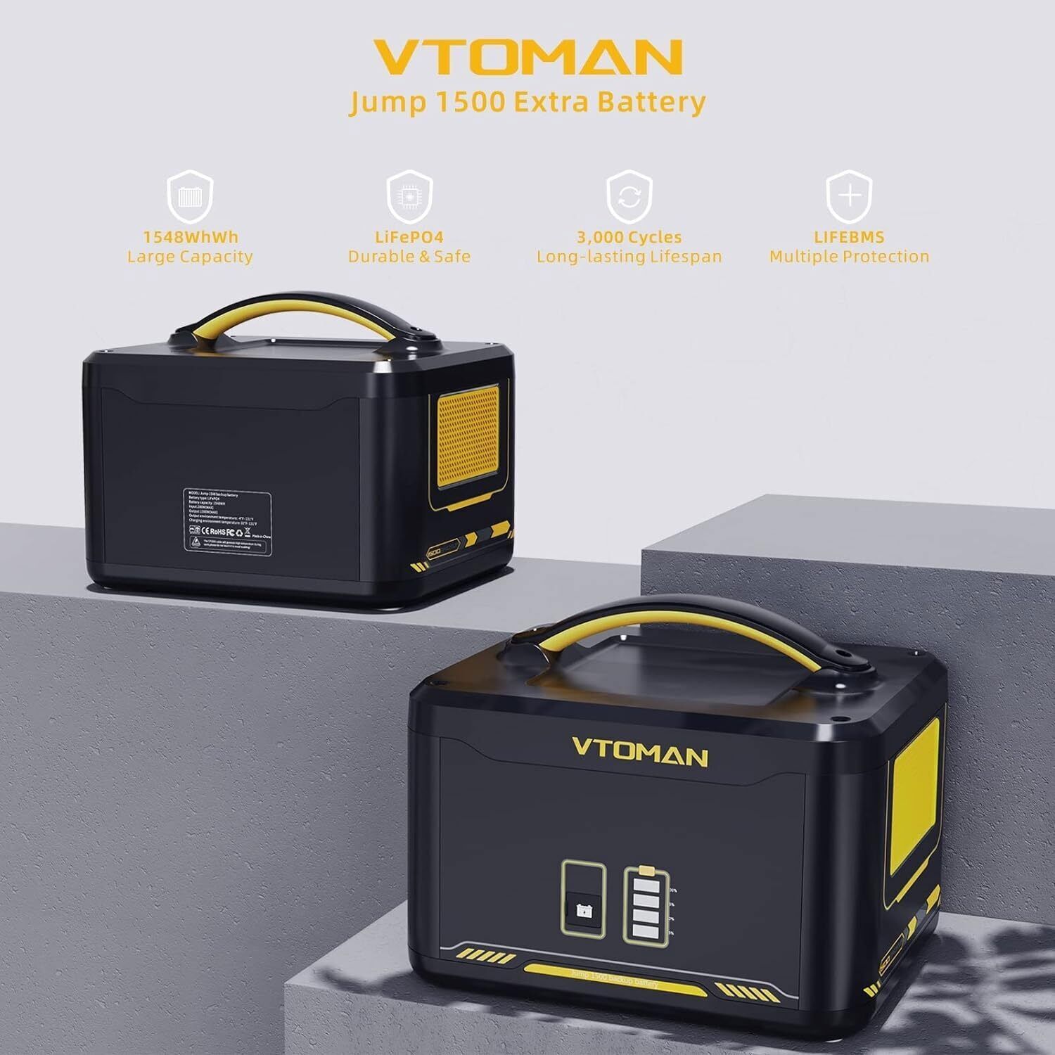 VTOMAN Jump 1800 Portable Power Station 1800W With Extra Battery 3096Wh LiFePO4