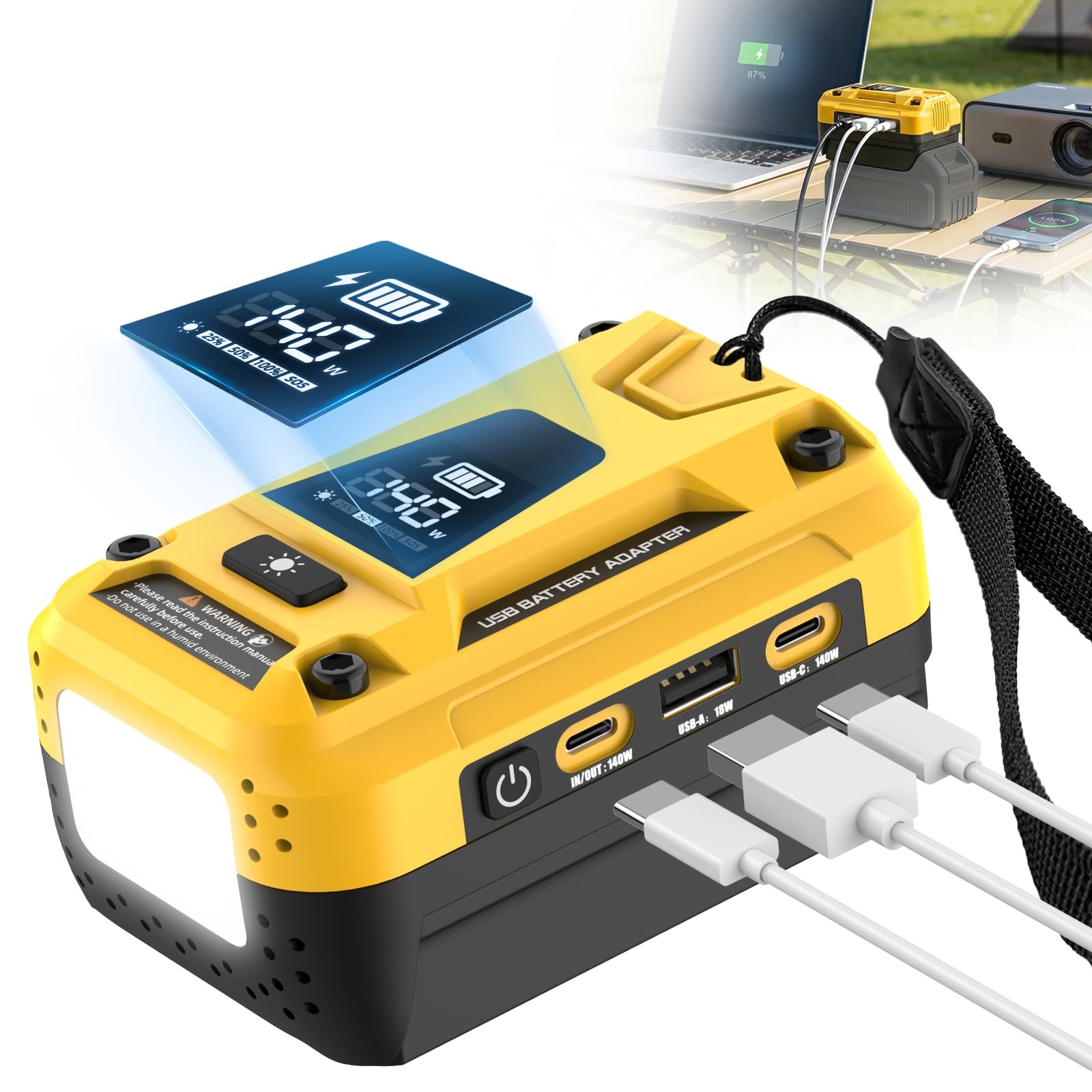 140W USB-C PD Power Source for Dewalt 20V Max Battery Adapter Portable Charger