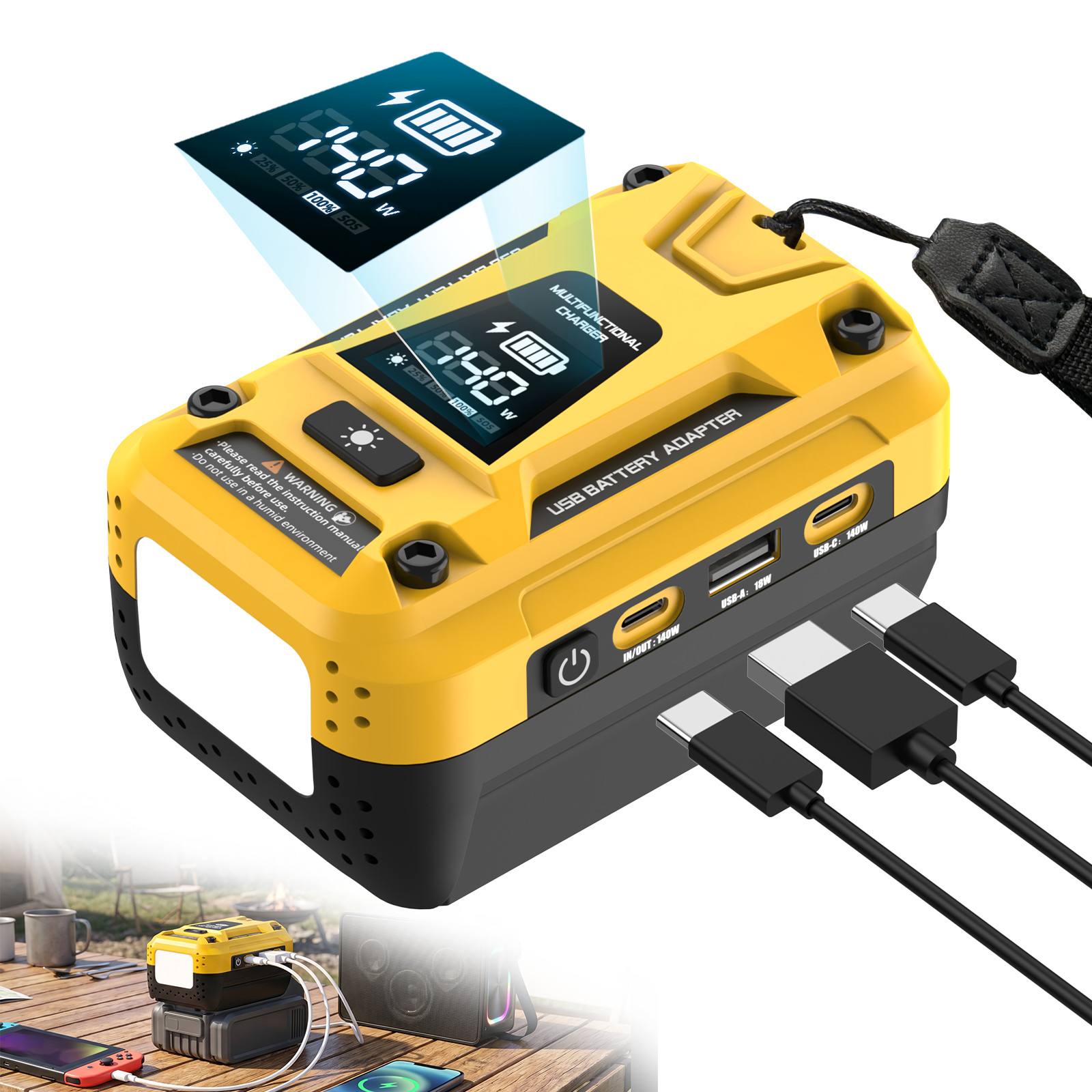 30W USB-C PD Charger Adapter for Dewalt 20V Max Battery Portable Power Source