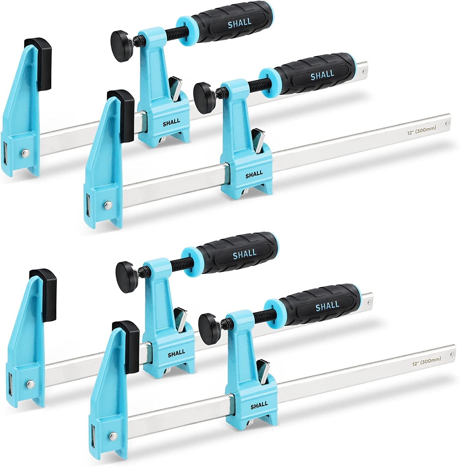 SHALL 4-Pack Bar Clamps 12-Inch Drop Forged Steel Bar Clamps for Metal working