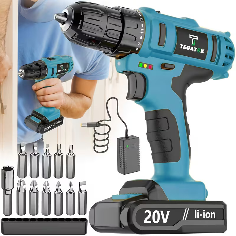 20V wireless electric drill set, including battery and charger