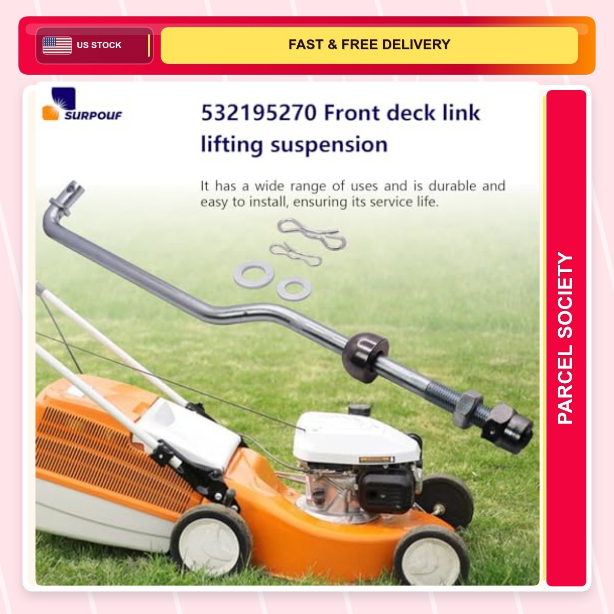 Mower Alloy Steel Front Deck Link Lift Suspension Vehicle Specific Fit 1.0 Count