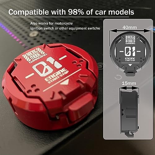 ???????? | Metal Mecha Push Start Button Cover, Car Press-A1-Red-Wordl