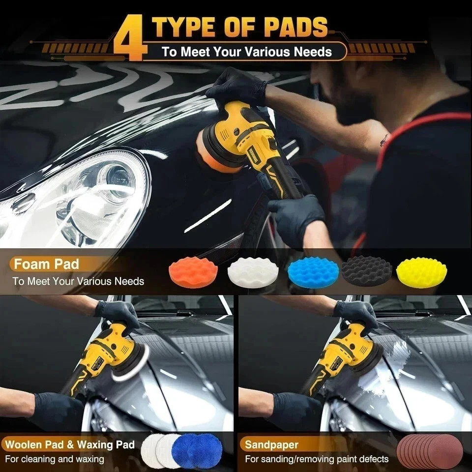 Cordless Buffer Polisher Kit for Dewalt 20V Battery (No Battery), 6-Inch Orbita