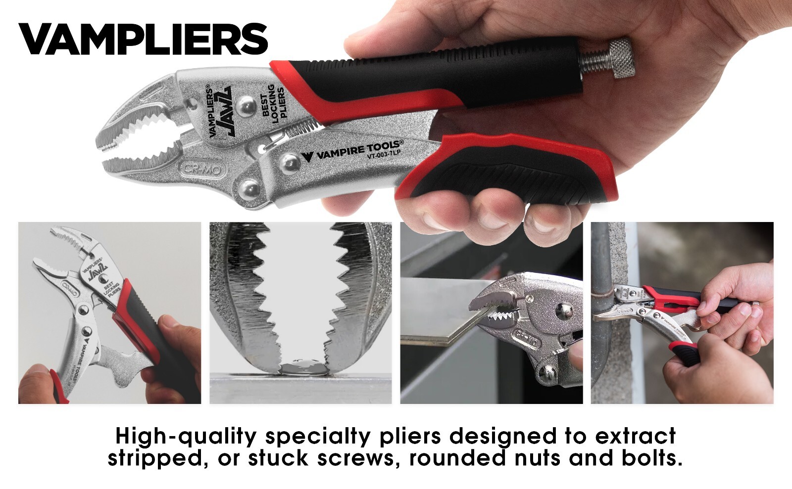 VT-003-7LP – VamPLIERS JAWZ 7.5″ Screw Extractor Locking Pliers – Serrated Jaws