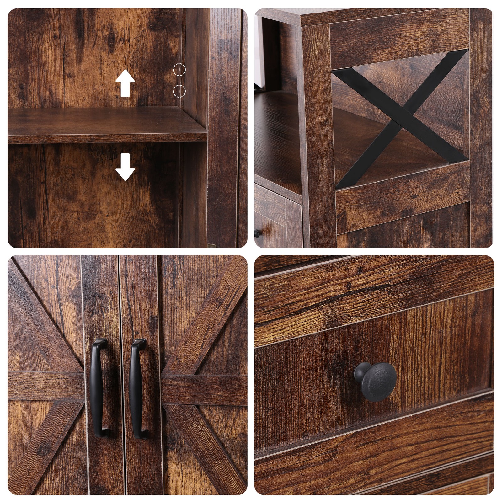 Brown Storage Cabinet with Doors & Drawers Freestanding Kitchen Pantry Cabinet