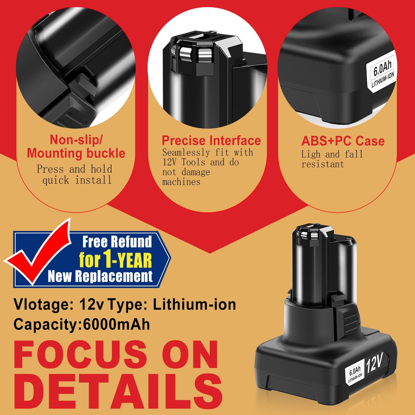 【High Capacity】6.0Ah Replacement GBA12V60 for Bosch 12v Batteries BAT414 GBA1…