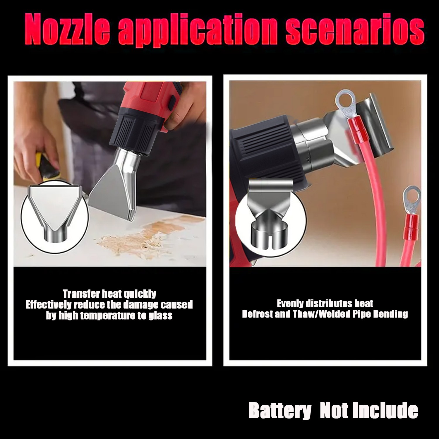 Portable Cordless Heat Gun for Milwaukee 18V Battery Hot Air Gun With 4 Nozzles