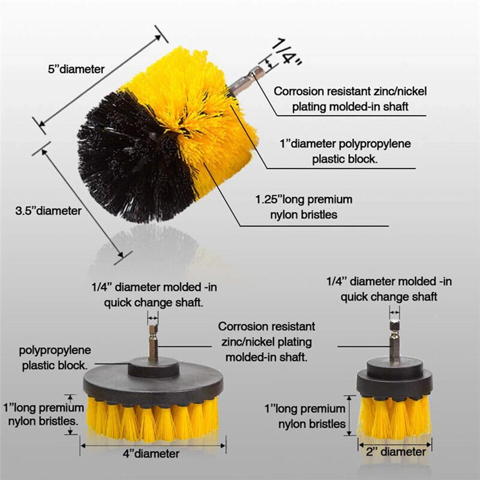 Drill Brush Set Power Scrubber Drill Attachments For Carpet Tile Grout Cleaning