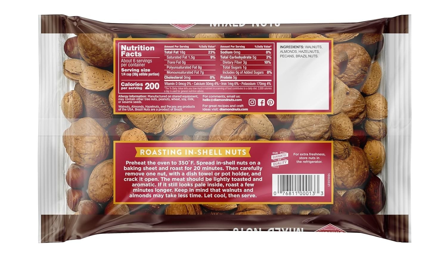 Farm-Fresh Raw In-Shell Mixed Nuts – 16 oz. Resealable Pouch for Easy Snacking
