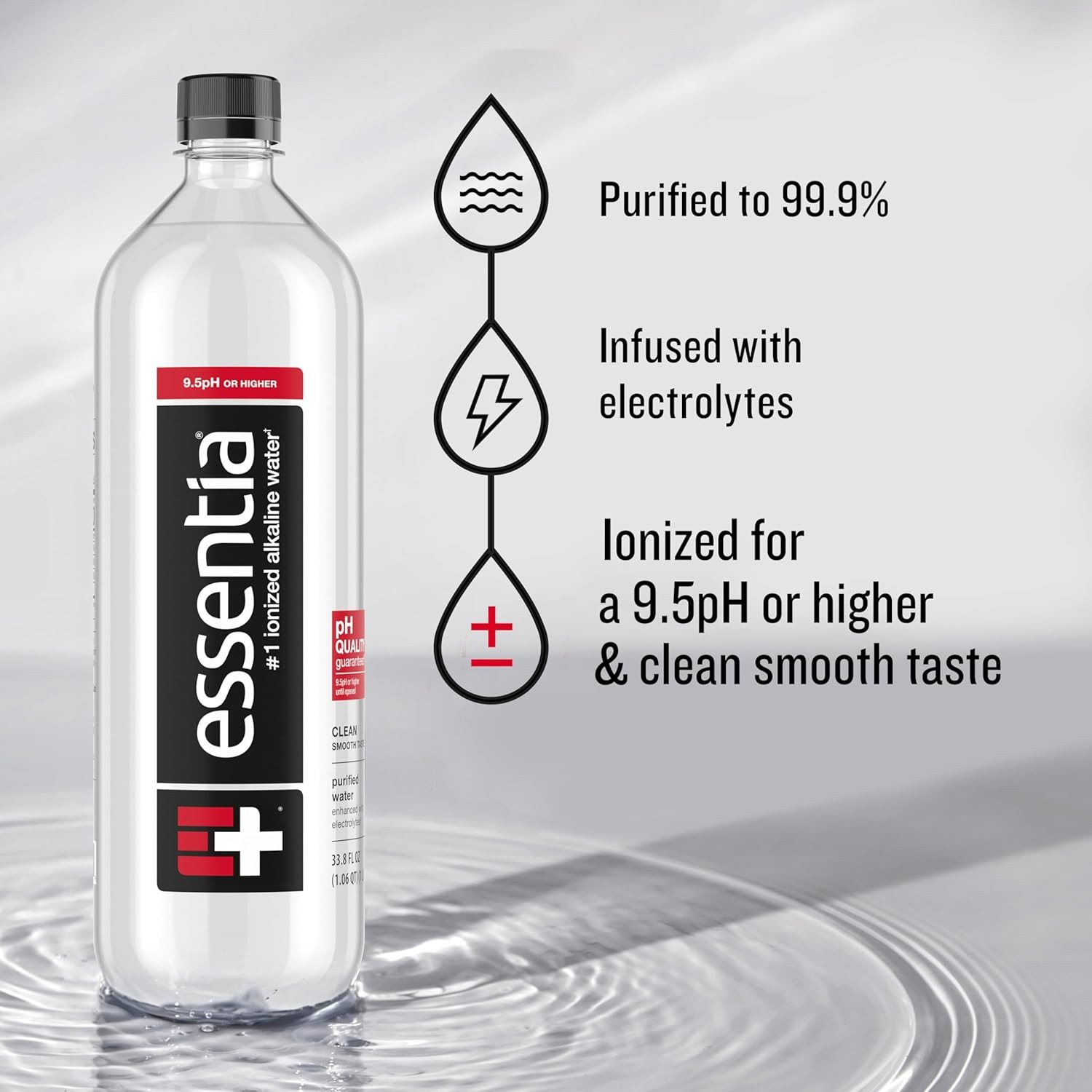 Essentia Water Bottled, Ionized Alkaline Water:99.9% Pure, Infused With Electrol