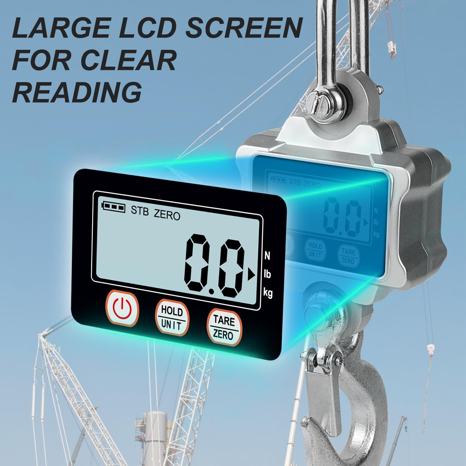 Hyindoor Digital Crane Scale 1000kg/2200lb Digtal S1-1000kg/2200lb, Silver