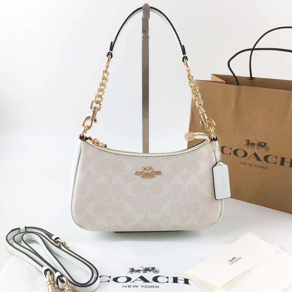 NEW Teri Shoulder Bag In Signature Canvas CA548 White NWT Ships from US