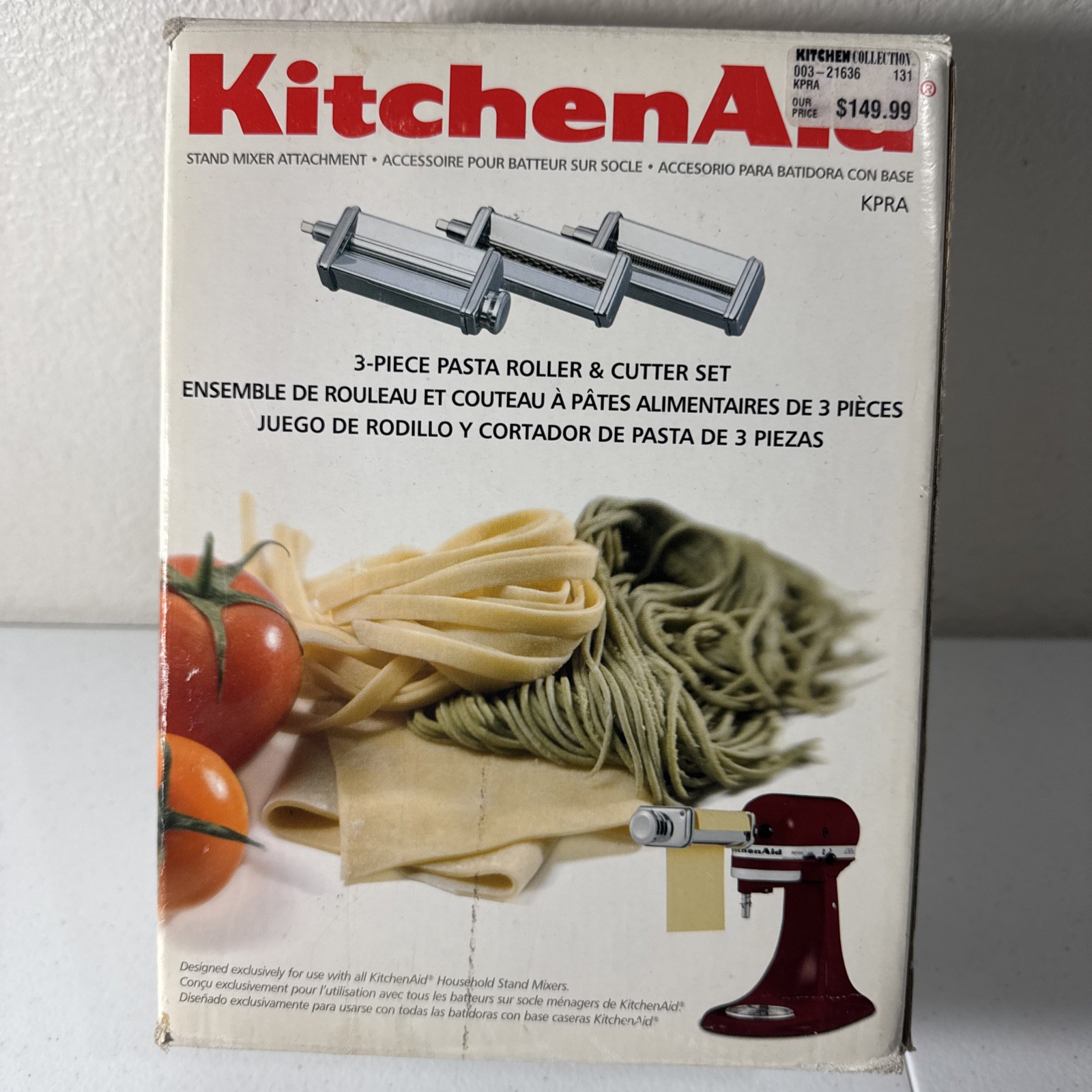 Kitchen Aid 3 Piece Pasta Roller & Cutter Made in Italy Read Description