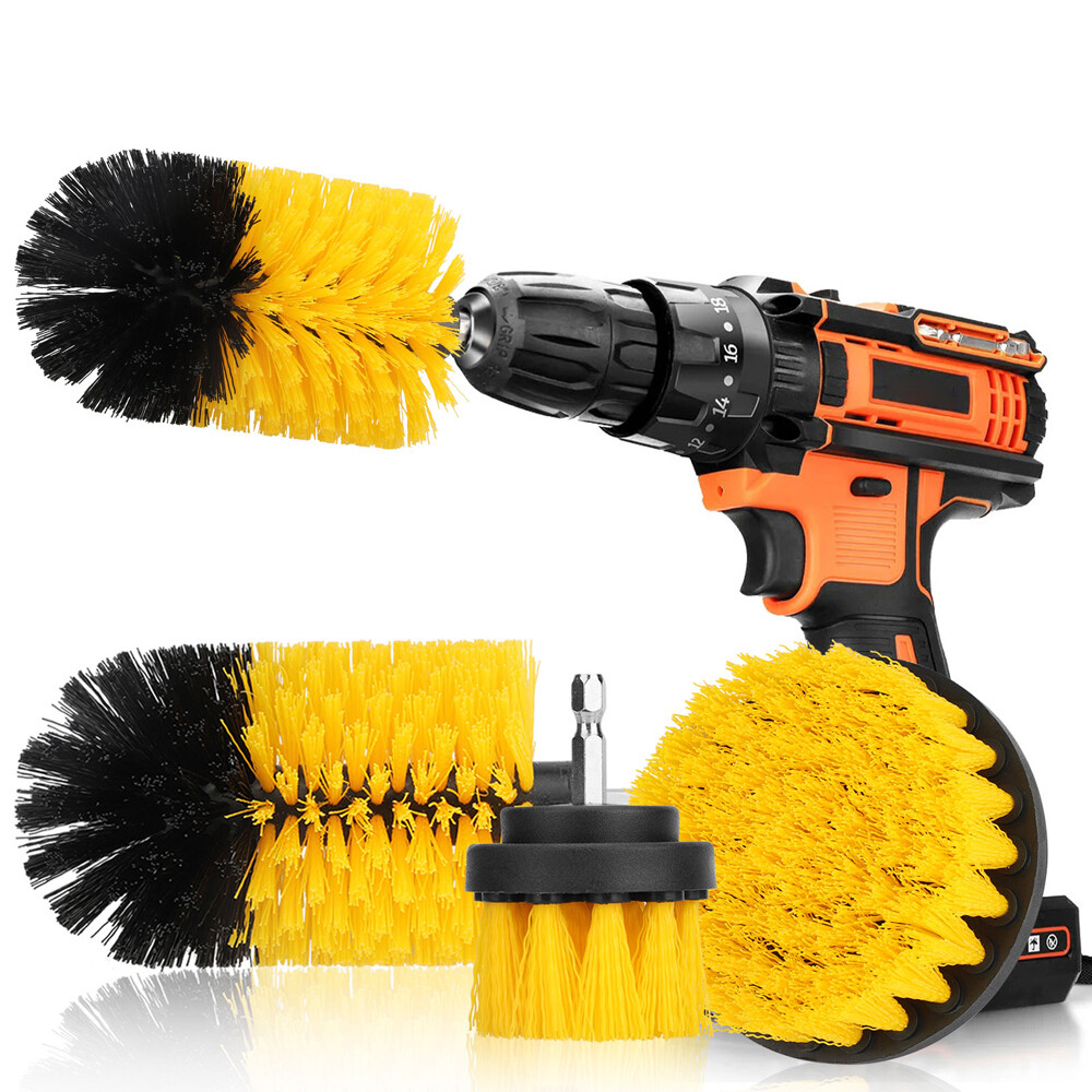 4PC Drill Brush Set Power Scrubber Drill Attachments Carpet Tile Grout Cleaning