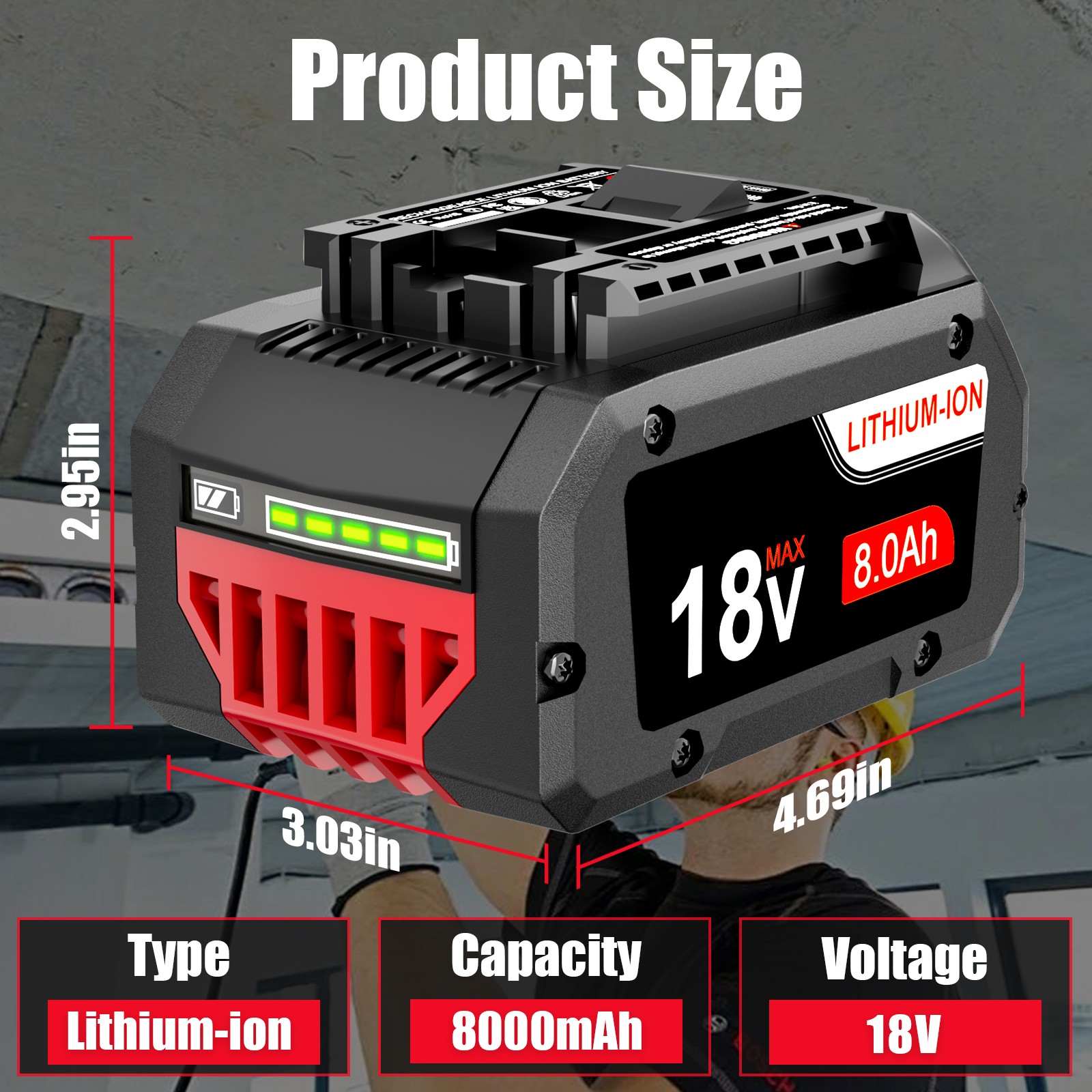 PACK 18V Battery For Bosch 18 VOLT 8.0AH Li-ion BAT609 BAT610G BAT618 24618-01