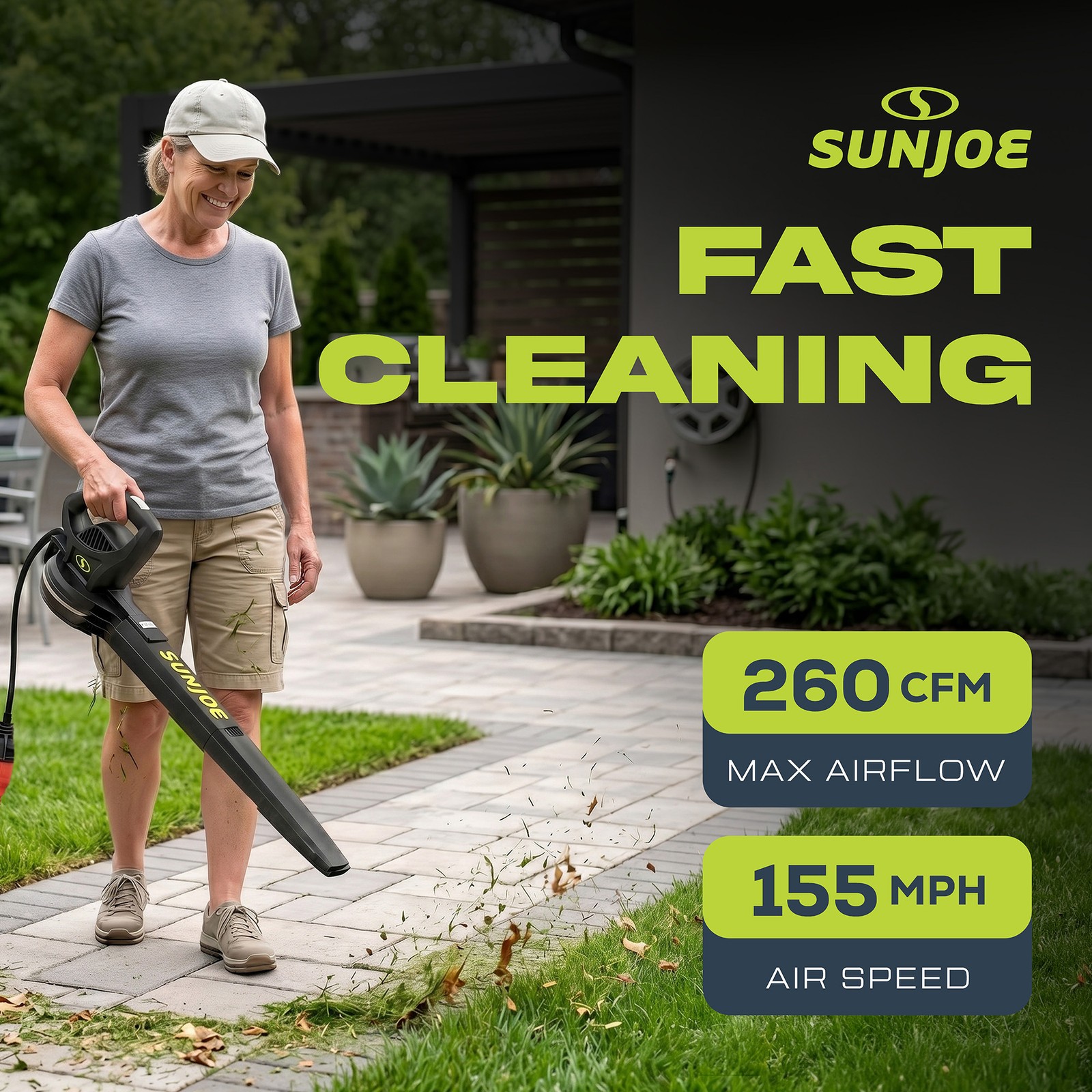 Sun Joe 155 MPH 6 Amp Lightweight Electric Powered Leaf Blower, Green (Open Box)