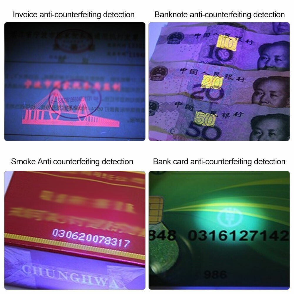2X Mini UV LED Blacklight Light Flashlight Keychain Cash Inspection Lamp Torch