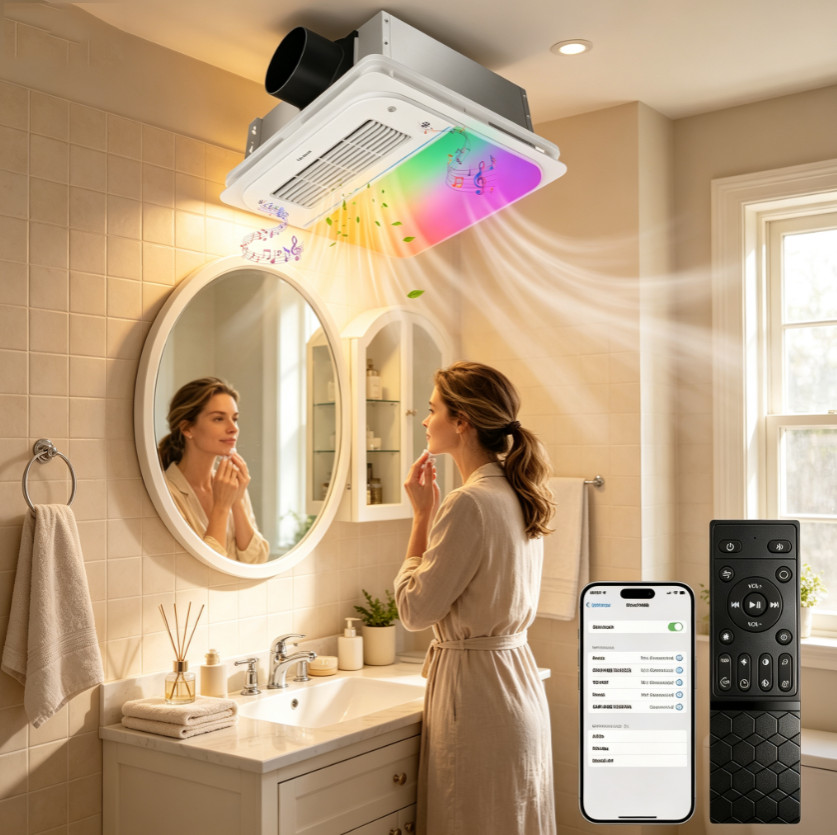 Bathroom Exhaust Fan with Heater Bluetooth Speaker 1700W 170 CFM for Bathroom