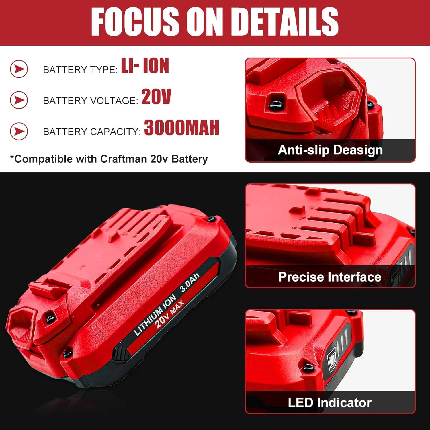 Replacement For Craftsman V20 20Volt MAX Lithium Battery and Charger CMCB204 US