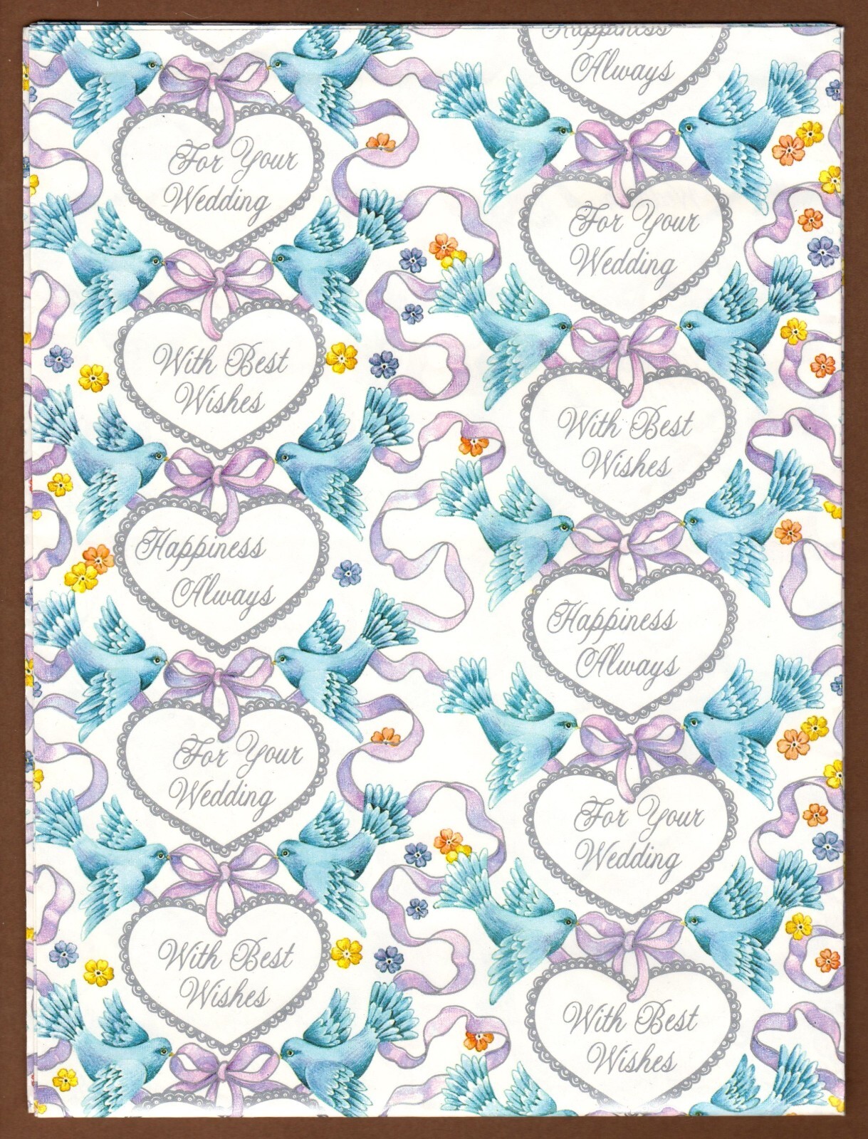 Vintage Wedding/Bridal Shower Gift Wrap, Retro Wrapping Paper, Metallic, Birds
