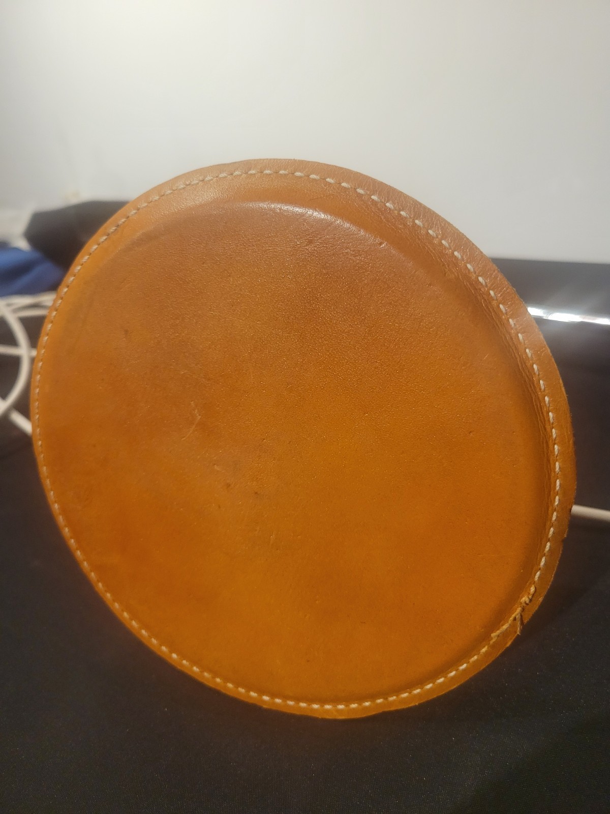 Ateljé Lyktan 1960s lamp Anders Pehrson Simris Olympia Leather Base Metal Shade