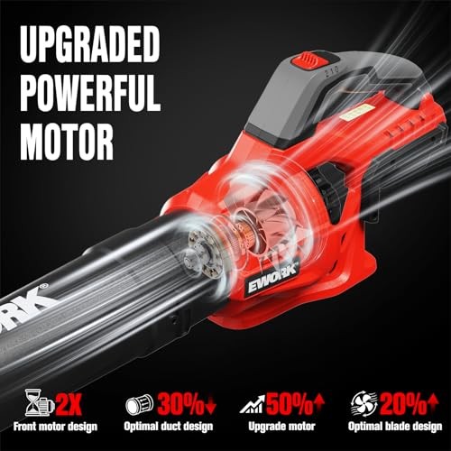 20V Cordless Leaf Blower, Heavy Duty 700CFM 200MPH Electric Leaf Blower Red