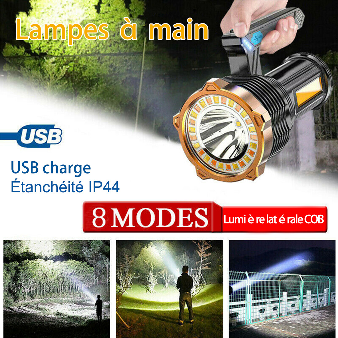 Most Powerful 99000000LM LED Flashlight Super Bright Torch USB Rechargeable Lamp