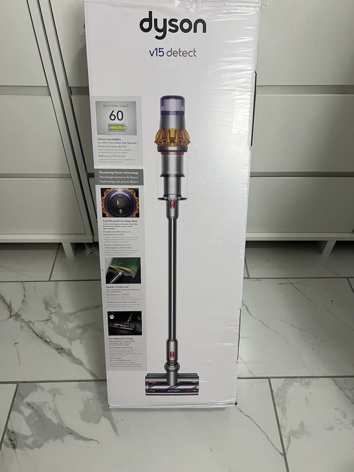 Dyson V15 Detect Cordless Stick Vacuum Cleaner – Yellow/Nickel (447261-01)