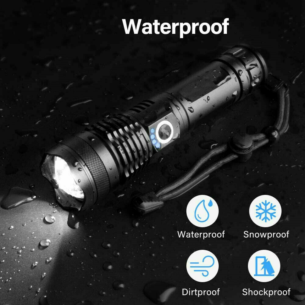 Rechargeable 990000LM LED Flashlight Tactical Police Super Bright Torch Zoomable