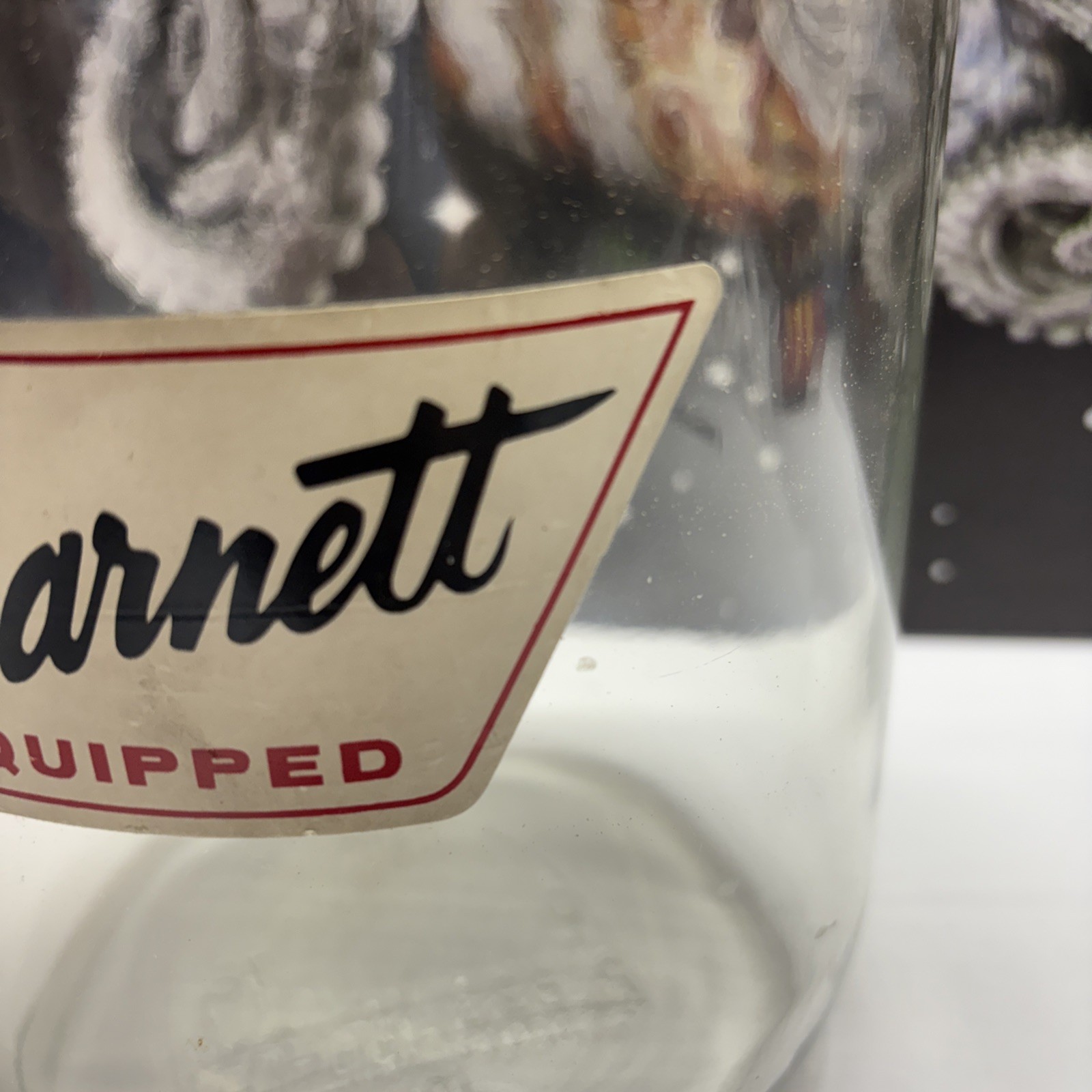 Vintage BT & E Barnett 1 Gallon Glass Jar w/Lid made by Kerr Glass Manufacture