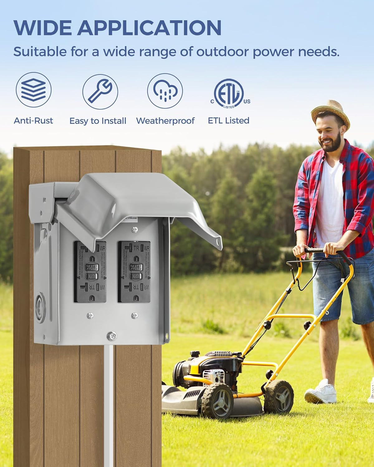 Outdoor Outlet Box, Waterproof Outdoor Electrical Outlet Box, Dual 20 Amp WRTR G