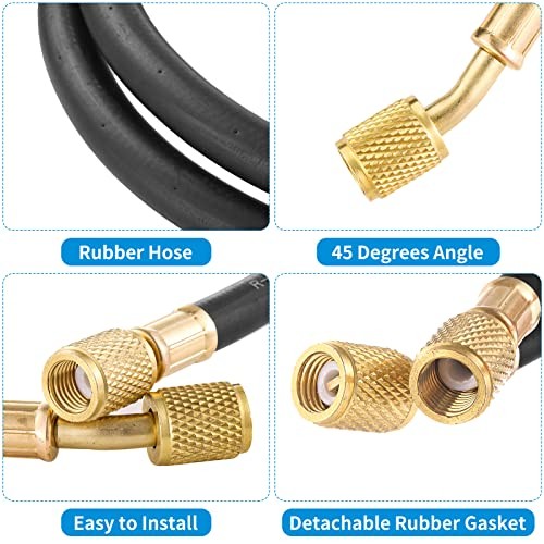 R410A AC Refrigerant Charging Hoses, R410A HVAC Charging Hose with 1/4’’ SAE
