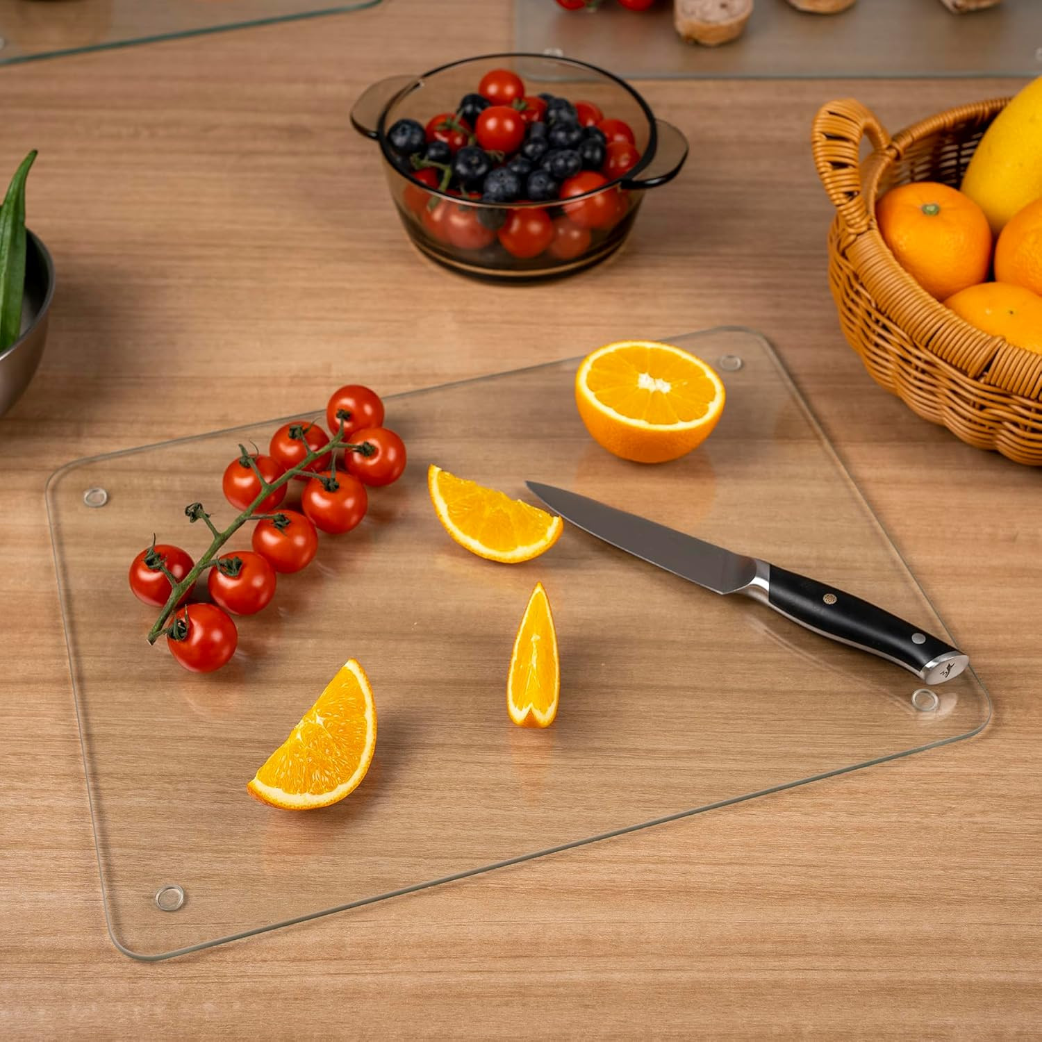 Tempered Glass Cutting Board for Kitchen, 12 X 16 Inch Clear Cutting Board with