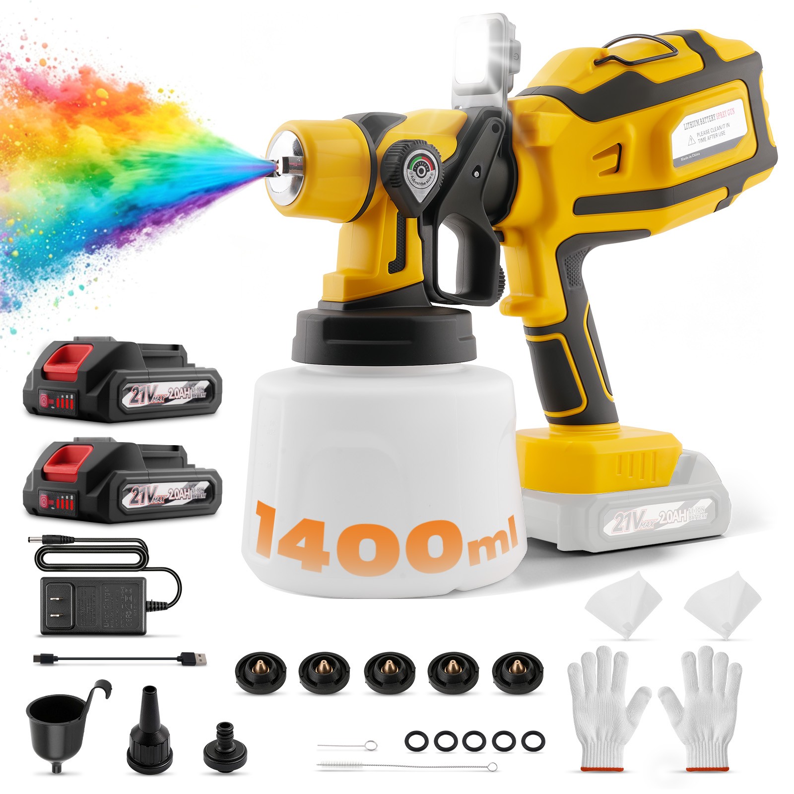 With 2 Batteries High Pressure Cordless Paint Sprayer Electric HVLP Spray Gun US