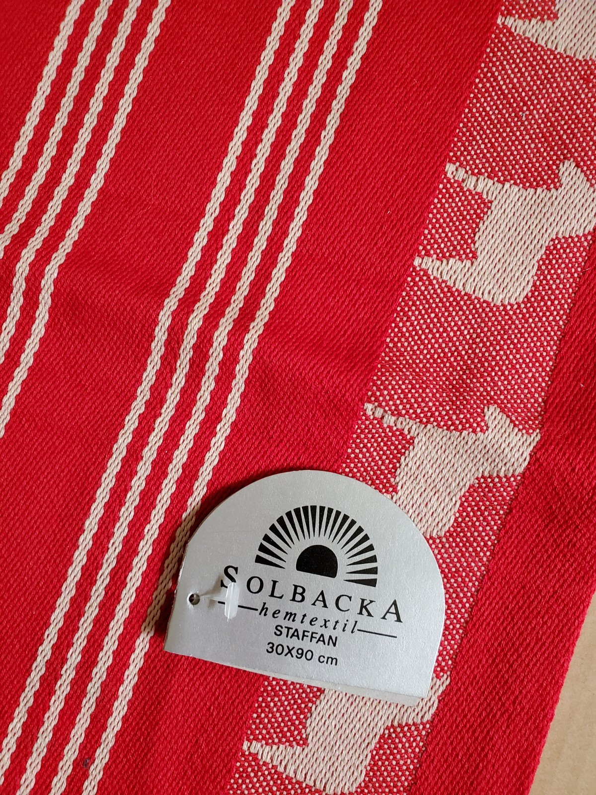 Swedish textil dala horse Staffan design table runner 35″ X 12″ Solbacka Sweden