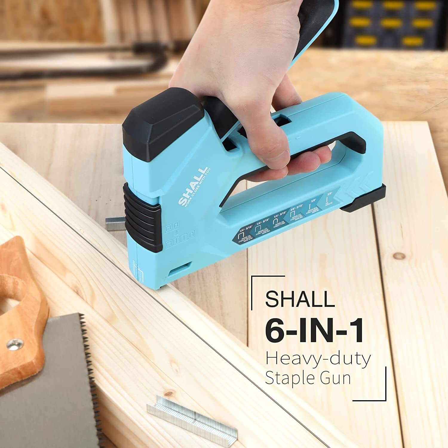 SHALL Heavy Duty 6 in 1 Staple Gun Tacker ,with 4000 Staples