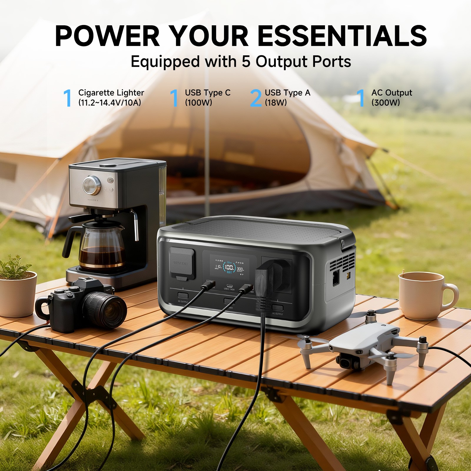 ALLPOWERS 600W Portable Power Station Generator LiFePO4 with 100W Solar Panel
