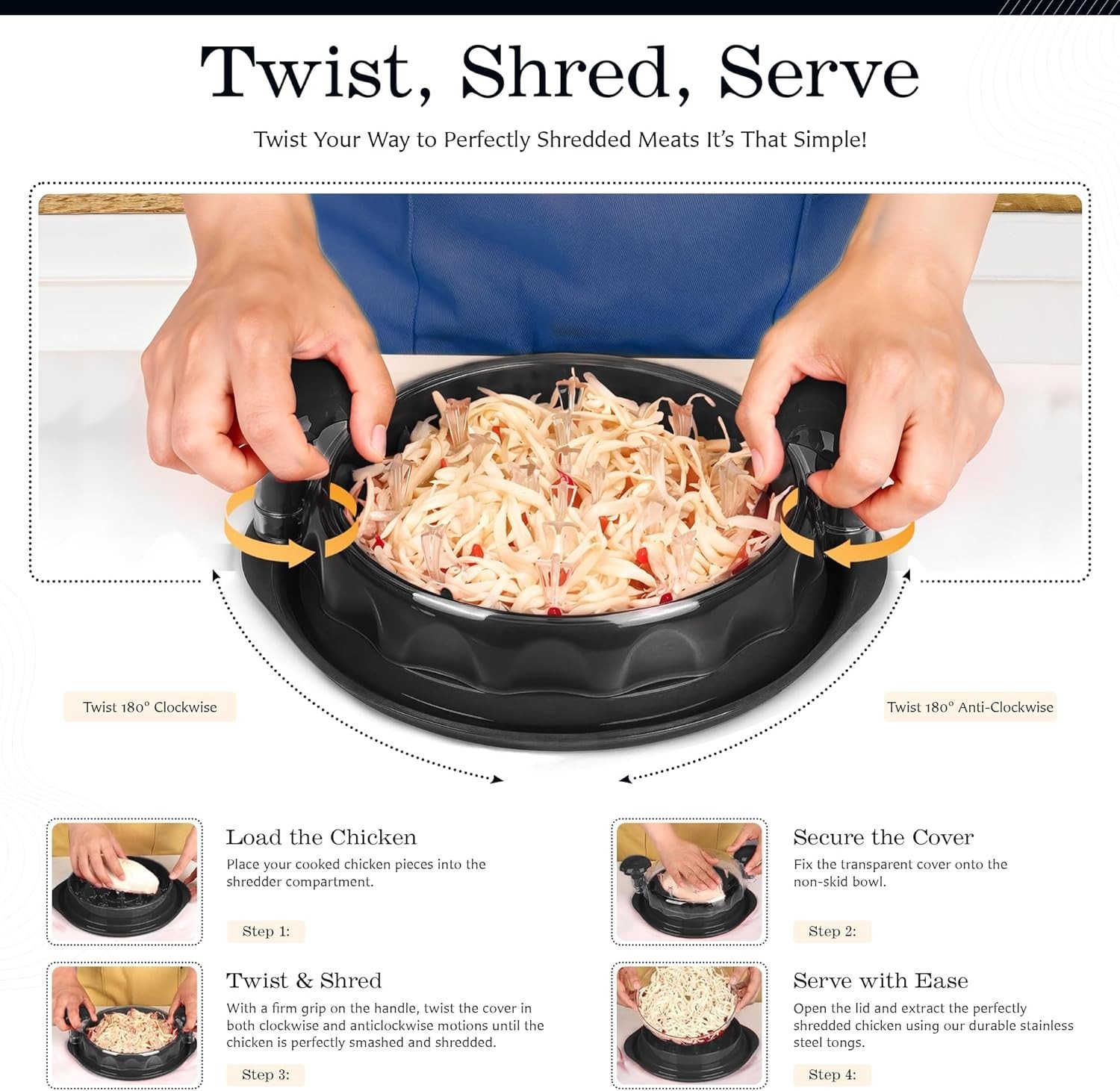 Large Chicken Breast Shredder Tool, Multifunctional Household Chicken Meat Shred