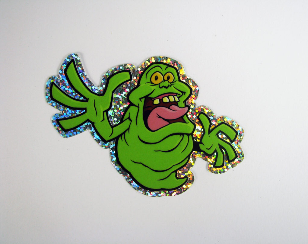 Slimer Glitter Sticker Ghostbusters Shiny Metallic Skateboard Decal 3″
