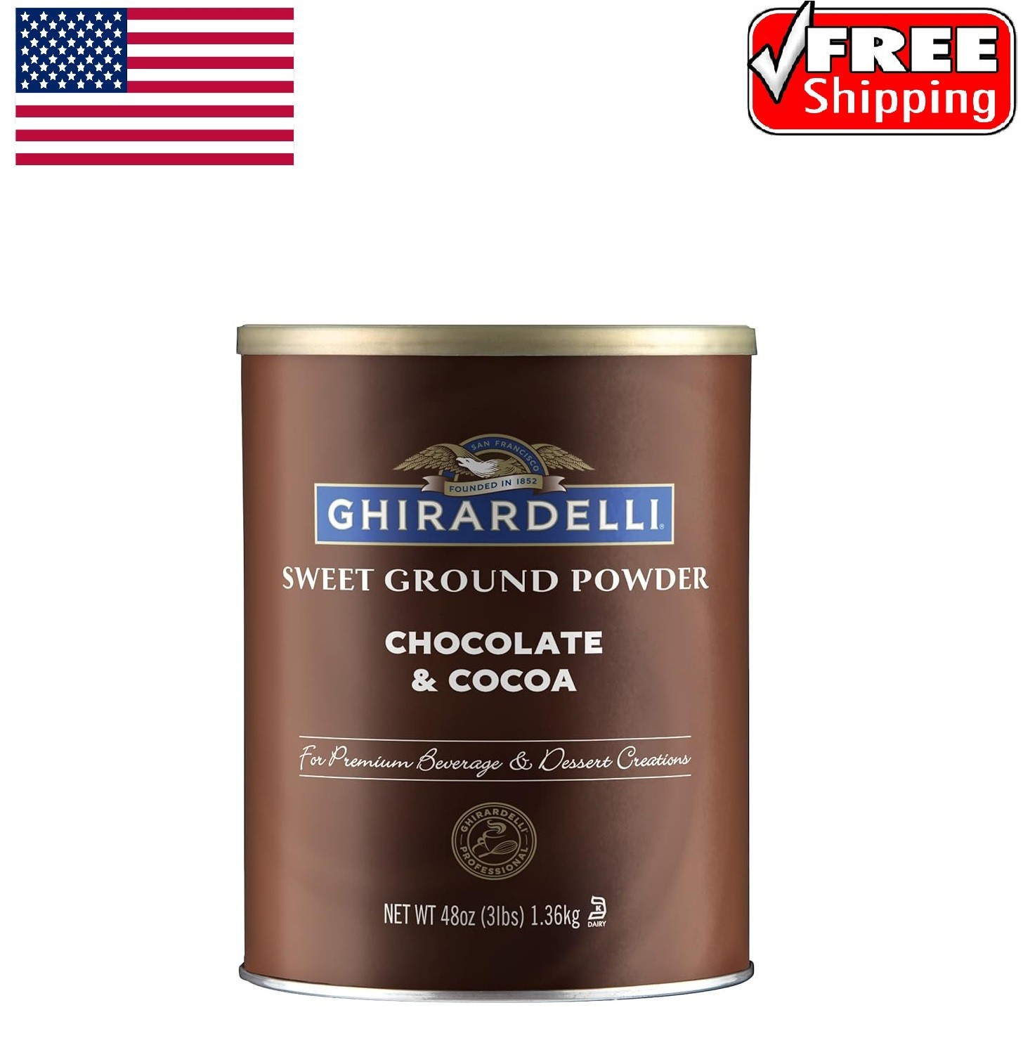 Ghirardelli 48 oz (3 lbs) Sweet Ground Chocolate & Cocoa Powder Dessert, SALE
