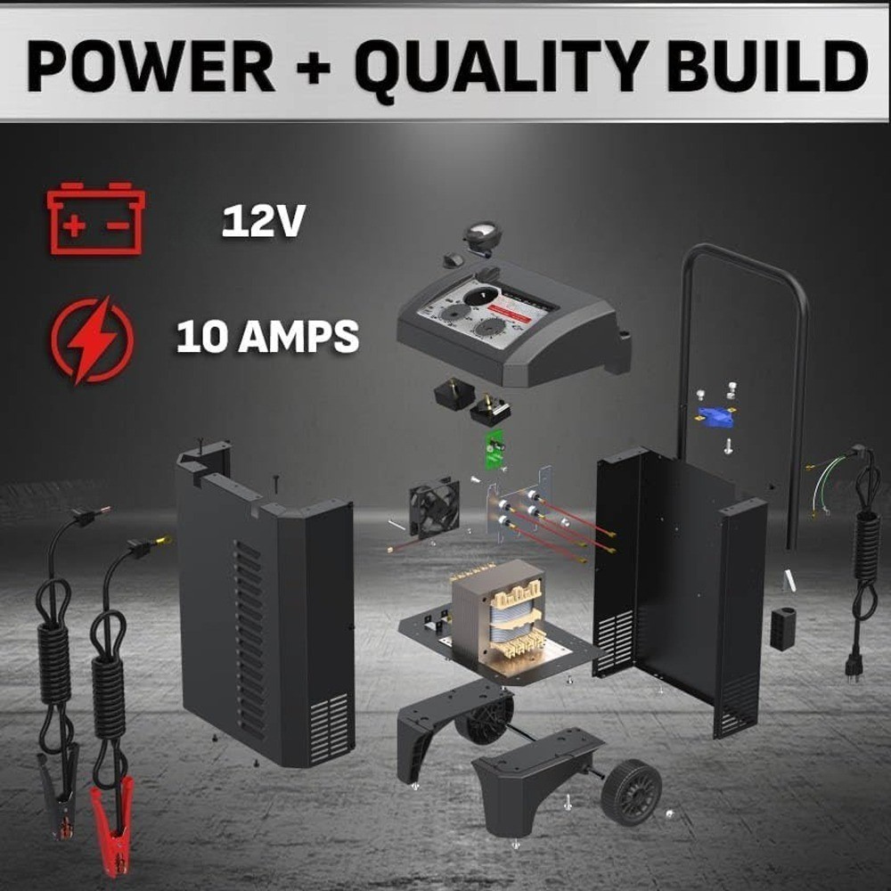 Electric Wheeled Manual 10A Car Battery Charger and 250A Engine Starter