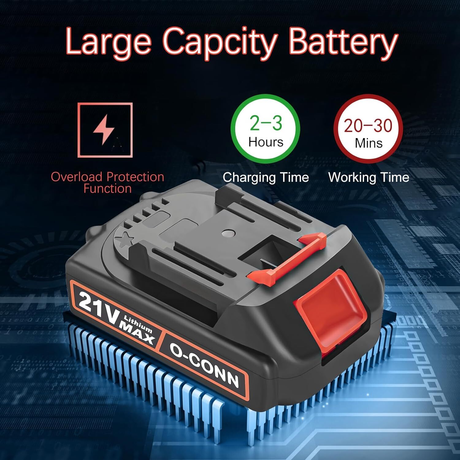 Mini Chainsaw Battery Replacement, 21V Max 2000Mah Rechargeable Battery,