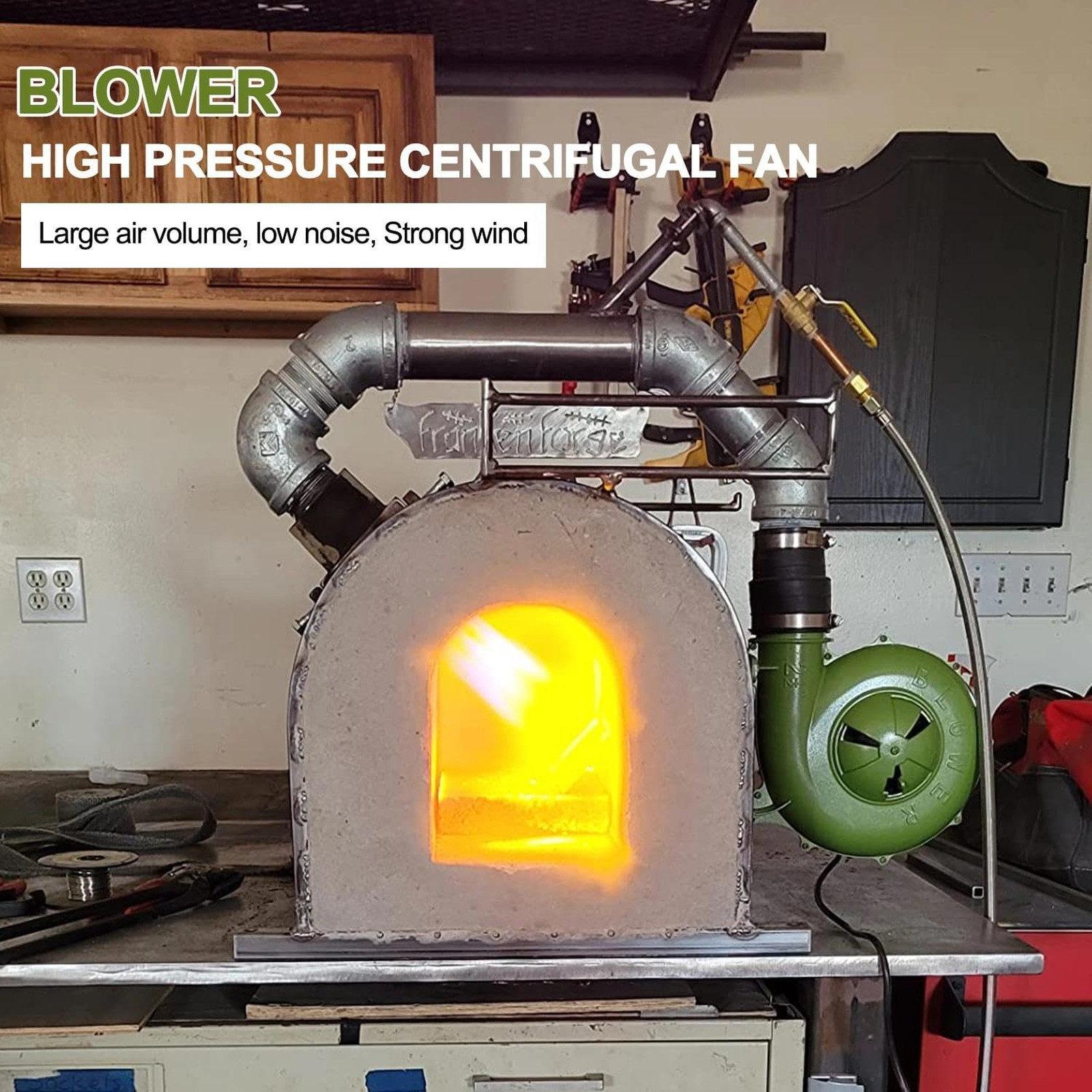 250W Electric Air Blower, Blower Fan for Blacksmith Forge, Centrifugal Fan for