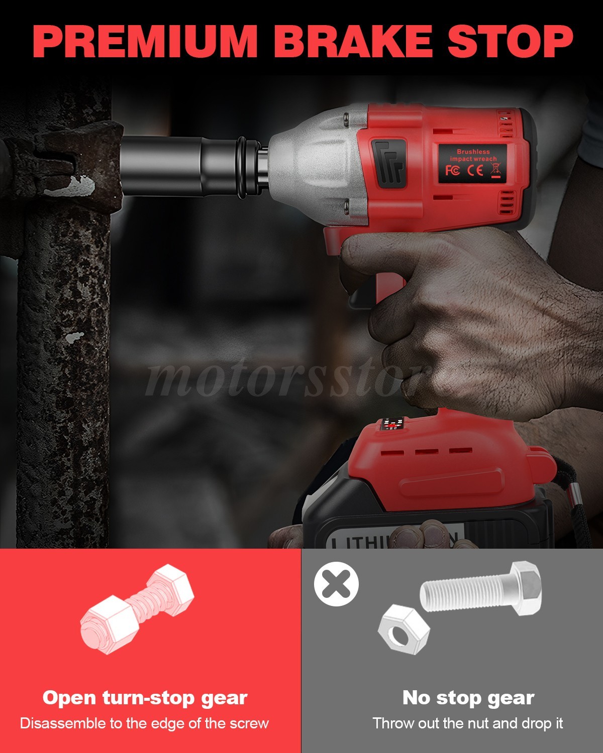 Impact Wrench Electric Cordless 1/2 Inch Driver Tool +Battery for Car Tyre Wheel