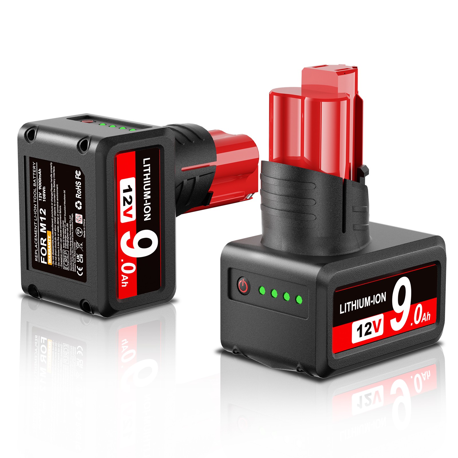 12V For Milwaukee For M12 8.0,9.0Ah Lithium Battery 48-11-240 48-11-2460 Charger