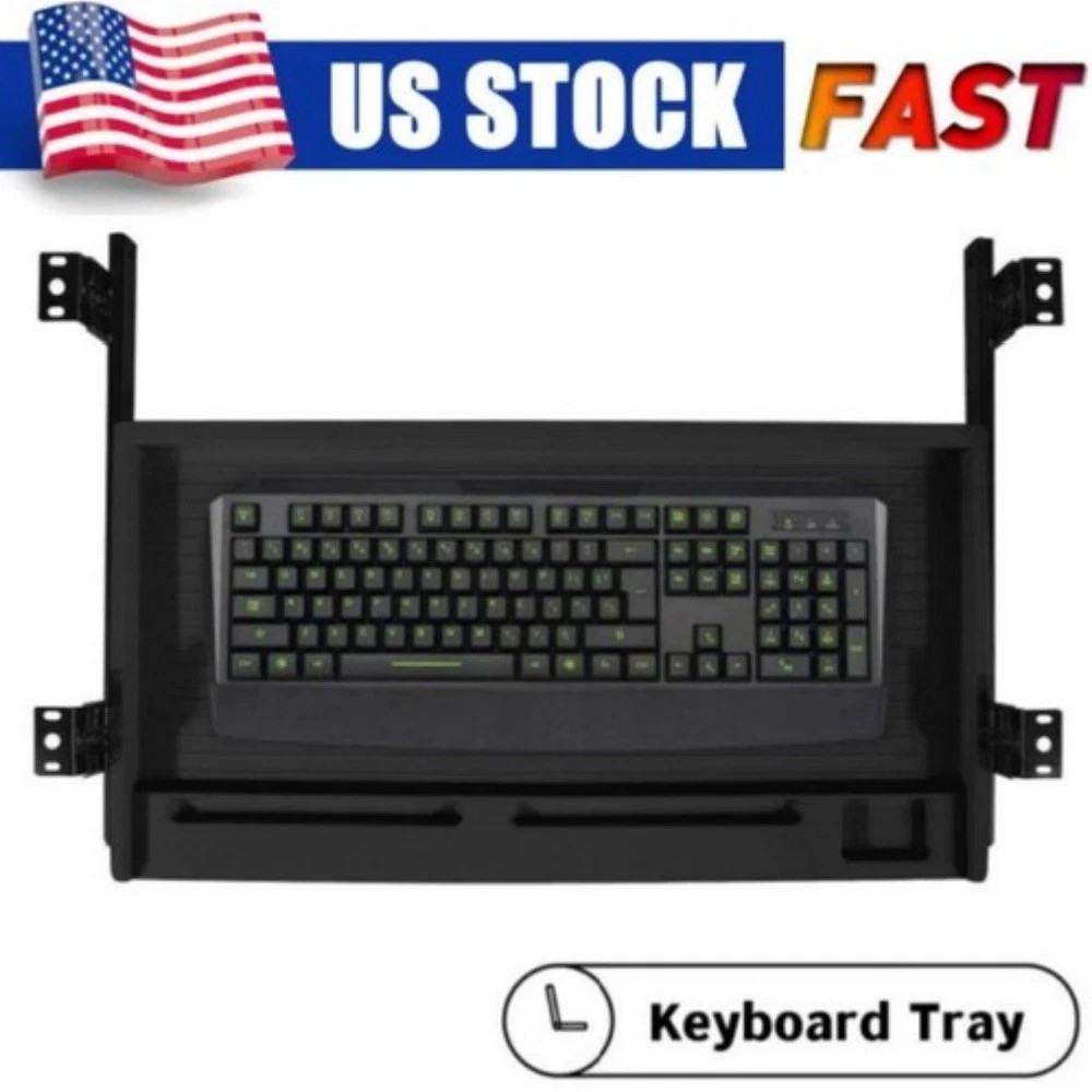Under Desk Keyboard Tray, 21″ Wx15″D Sturdy Key Board Tray Under Desk Slide