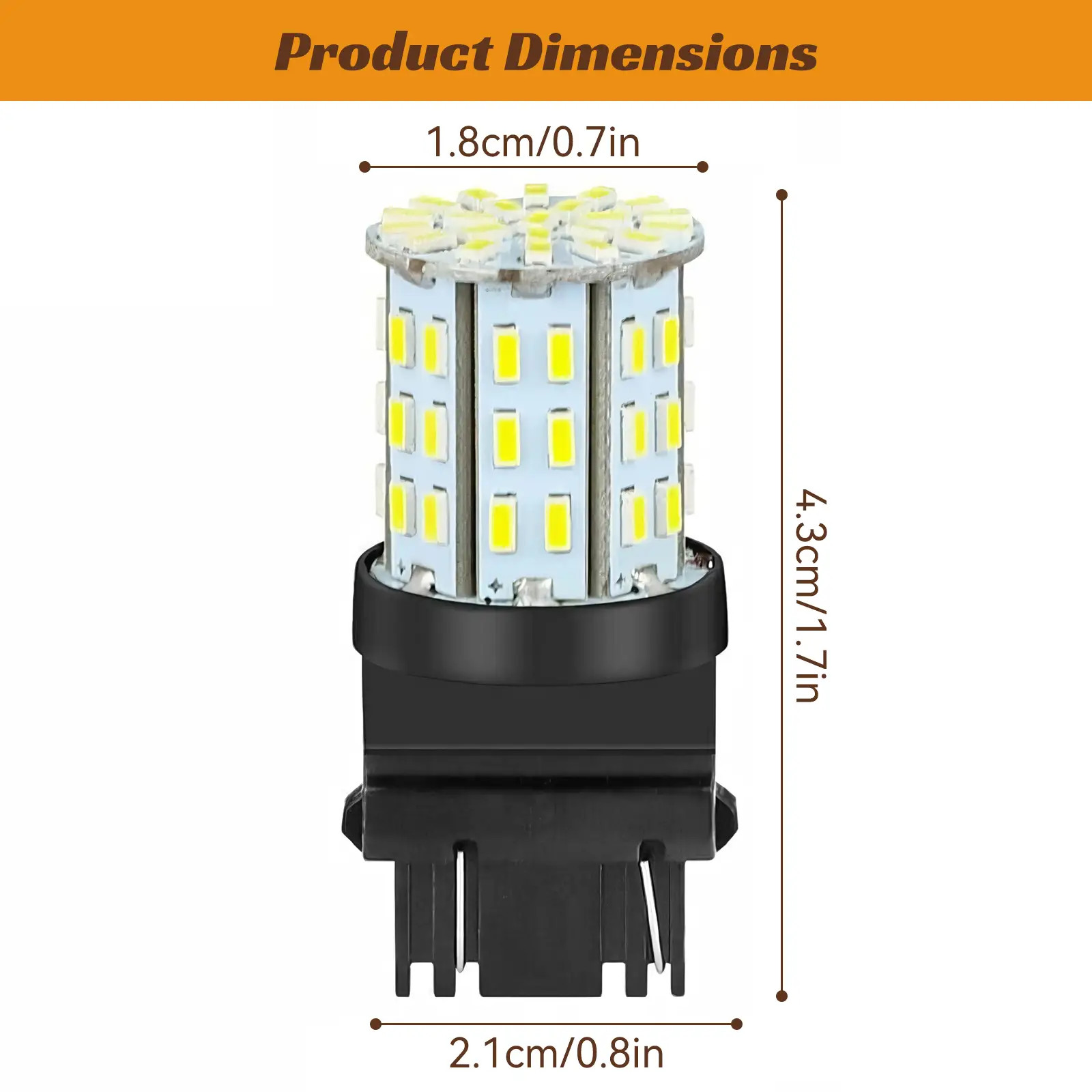 4x 3157 64-SMD LED Bulbs White 6000K for Backup Brake Tail Turn Signal Lights