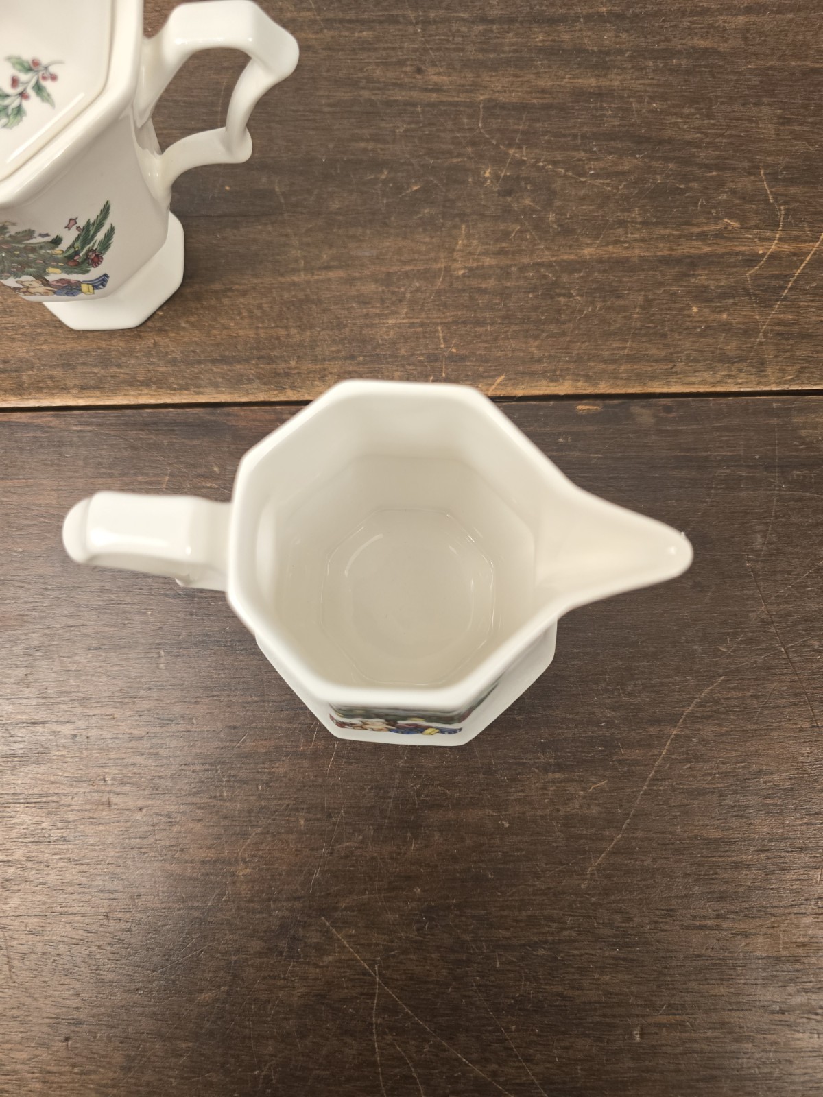 3pc VTG Nikko Classic Collection Ironstone Christmas Octagon Sugar & Creamer/Lid